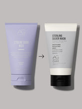 Load image into Gallery viewer, AG Sterling Silver Intense Toning Mask An intense and nourishing formula that eliminates brassy, yellow tones from blonde and silver hair with its dark violet base. Shea butter and Abyssinian oil add instant shine and softness while helping reduce and prevent breakage.
