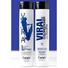 Load image into Gallery viewer, Celeb Vivid Viral Duo colour depositing shampoo and conditioner blue 
