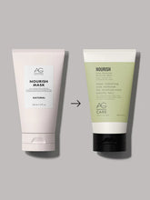 Load image into Gallery viewer, AG Nourish Snow Mushroom Moisture Mask Snow mushroom delivers intense hydration while superfoods such as mango, chia, and avocado oils are blended in a rich, creamy shea butter base that restores dryness and brittleness resulting in shinier, more luxurious hair
