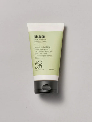 AG Nourish Snow Mushroom Moisture Mask  Snow mushroom delivers intense hydration while superfoods such as mango, chia, and avocado oils are blended in a rich, creamy shea butter base that restores dryness and brittleness resulting in shinier, more luxurious hair