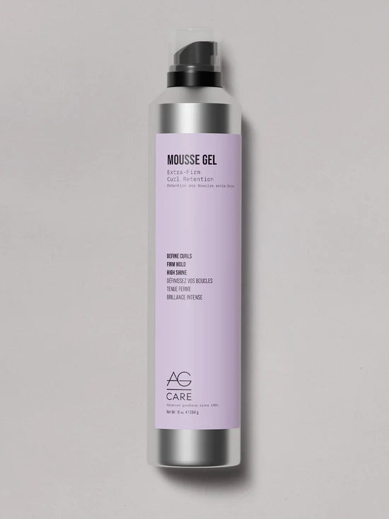 AG Mousse Gel Extra-Firm Curl Retention Get high shine, extra firm curl retention and definition with this lightweight mousse that is infused with our exclusive Curl Creating