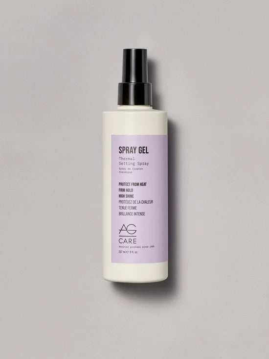 Spray Gel Thermal Setting Spray Infused with natural curl enhancers, firm hold Spray Gel acts as a thermal protector and will not stick to curling irons. Use with rollers for softer, looser curls. For longer-lasting firmer curls or waves, spray each section before using curling irons.