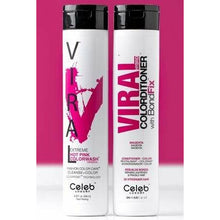 Load image into Gallery viewer, Celeb Vivid Viral Duo colour depositing shampoo and conditioner pink 
