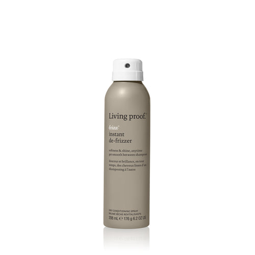 Living Proof No Frizz Instant De-Frizzer A dry conditioning spray that instantly tames up to 92% of frizz on dry hair by adding softness, smoothness and shine. Eliminates frizz by adding softness, smoothness and shine Replenishes hair’s natural oils Refreshes dull hair in-between shampoos