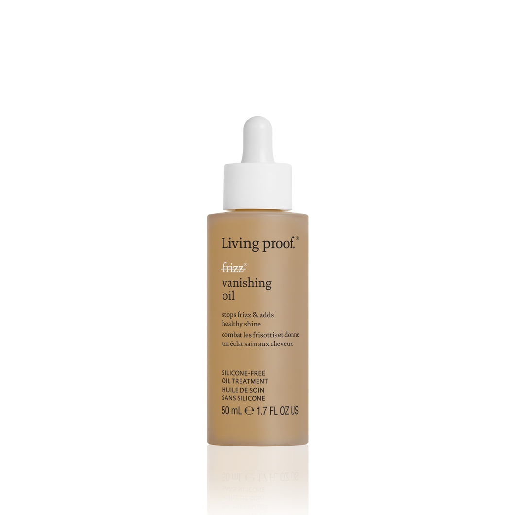 Living Proof No Frizz Vanishing oil A silicone-free, lightweight, fast-absorbing oil that provides frizz protection and hydration for smooth, shiny, healthy-feeling hair. Fast absorbing and enhances shine Hydrates and smooths hair Provides frizz protection Mimics hair's natural oils