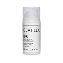 Load image into Gallery viewer, olaplex 8 bond intense moisture mask MOISTURIZES, SMOOTHS, ADDS BODY &amp; SHINE  A Multi-Benefit, Reparative Hair Mask Infused with patented OLAPLEX Bond Building technology, this highly concentrated reparative mask adds shine, smoothness &amp; body while providing intense moisture to treat damaged hair. Hair so visibly healthy, you can skip the styling.
