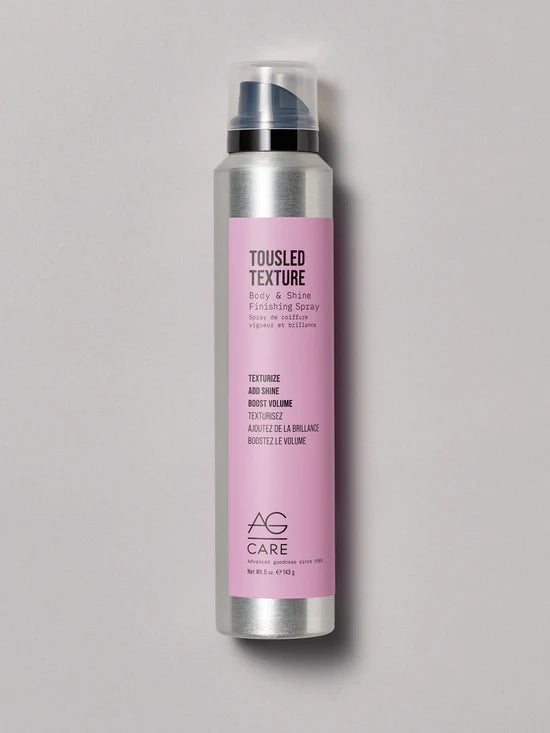 AG  Tousled Texture Body & Shine Finishing Spray Reach your #hairgoals with Tousled Texture. This lightweight yet powerful finishing spray swiftly musses up hair while adding instant body and shine