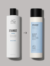 Load image into Gallery viewer, AG Xtramoist Moisturizing Shampoo Restore softness, manageability and shine with this gentle, salt-free, hyper-moisturizing shampoo. Xtramoist is specially formulated with a potent blend of hydrating honey extracts, hyaluronic acid, plus keratin protein and silk amino acids to restore moisture balance, elasticity, strength and shine.
