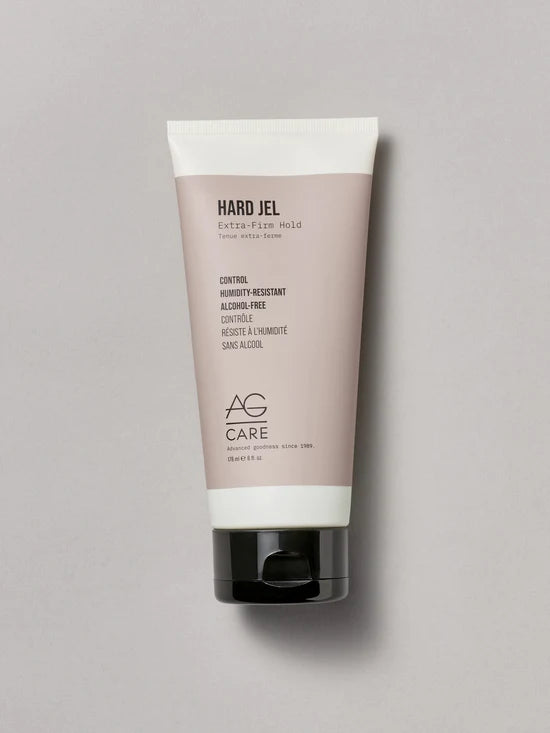 AG Hard Jel Extra-Firm Hold  Slick back or control hard to manage hair with this humidity-resistant, alcohol-free, extra-firm gel that won’t flake or build up. Work a small amount through damp hair and style as usual.