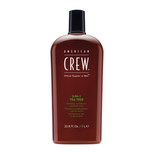 American Crew 3 In 1 Tea Tree shampoo washes away oil leaving hair clean, conditioned, shiny and soft. Leaves the skin feeling soft and smooth with a refreshing fragrance. Keeps body deodorized for 6-8 hours and controls unpleasant body odour.