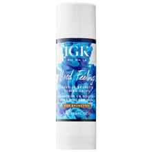 Load image into Gallery viewer,  banish brassiness and increase luster and depth of brunette hair. The concentrated blue leave-in pigment tones orange and red brass, while artichoke extract prevents color fading and antioxidant- and vitamin-rich blueberry extract nourishes hair. IGK brunette toning drops feature a concentrated blue pigment that instantly tones out orange and red brass IGK mixed feeling brunette toning drops
