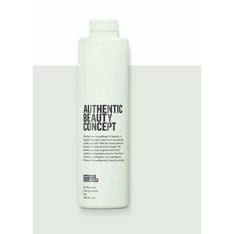 Authentic Beauty Concept amplifying shampoo for fine hair adds volume, Authentic Beauty Concept's Amplify Cleanser is a pleasant volumizing cleanser that improves body and volume for fine hair. This cleanser leaves hair soft, yet manageable with a fuller hair feel.