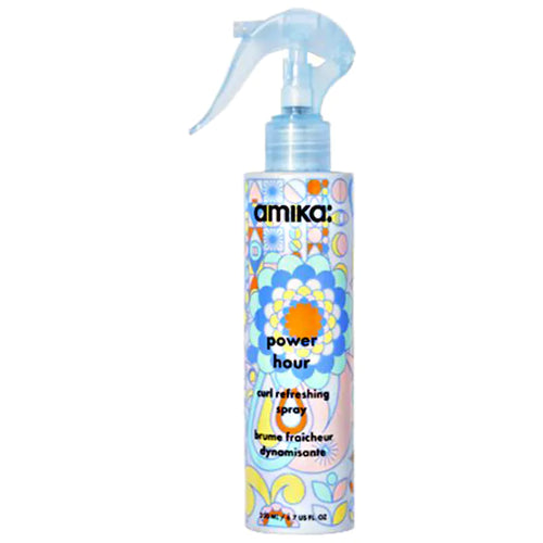 All curls are welcome! instantly revives and moisturizes all waves, curls, and coils.  This lightweight curl refreshing spray instantly revives, redefines, and moisturizes all waves, curls, and coils-- for soft, touchable hair.  Bring your dull, second (or third) day curls back to life. this lightweight spray instantly revives curls, coils, and waves, adding bounce and shine to every strand.  -seals in moisture - spray your way to rehydrated curls, coils + waves. amika power hour curl refreshing spray
