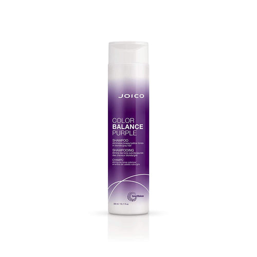 FOR BLONDE & SILVER HAIR COLOR BALANCE PURPLE SHAMPOO  When blonde hair loses its cool, reach for this instant, corrective shampoo for color-treated hair that ditches unwanted yellow tones. The unique formula -- designed to preserve highlighted, icy blondes, silvery grays, ombré, and balayage looks, while safeguarding the vibrancy of color-treated hair – banishes brassy warmth, shields hair from the elements, and boosts shine and strength.