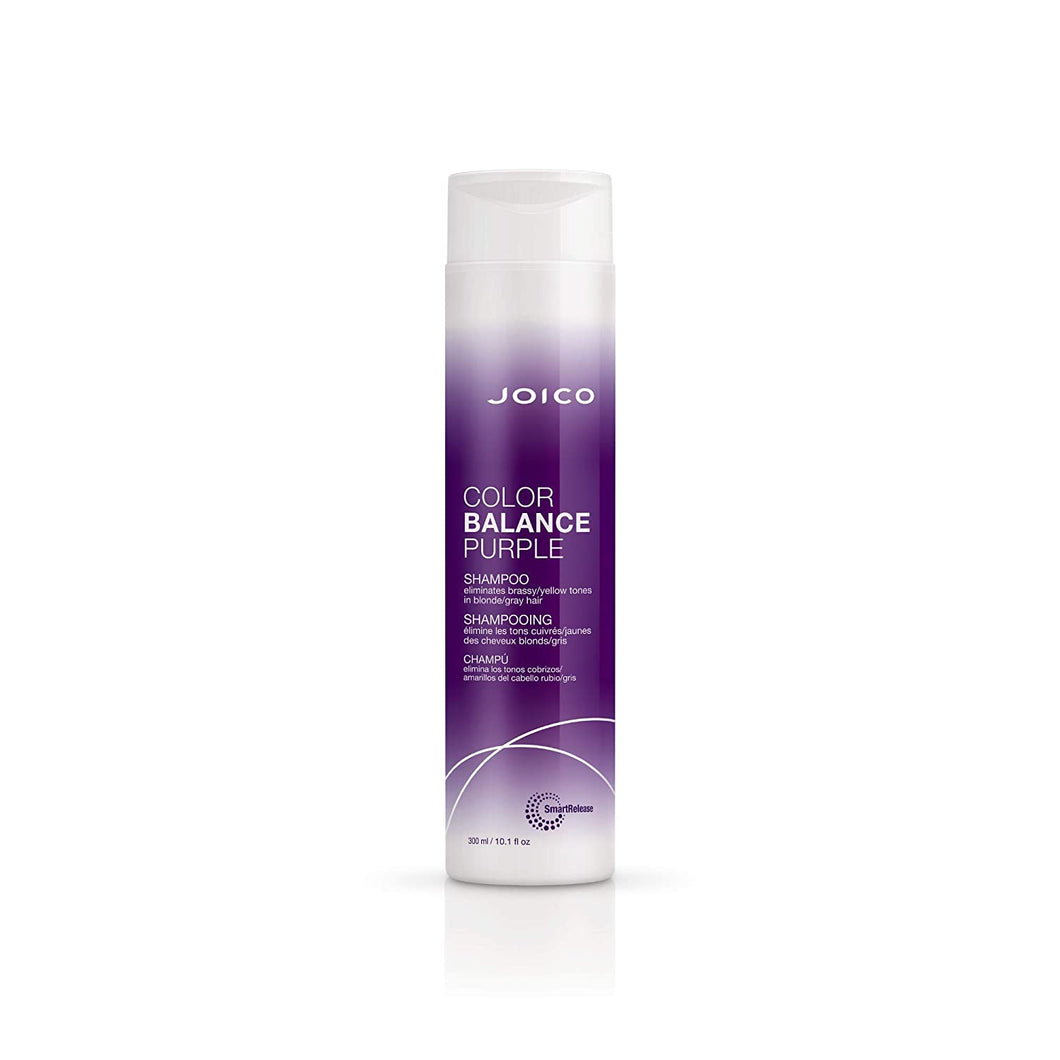 FOR BLONDE & SILVER HAIR COLOR BALANCE PURPLE SHAMPOO  When blonde hair loses its cool, reach for this instant, corrective shampoo for color-treated hair that ditches unwanted yellow tones. The unique formula -- designed to preserve highlighted, icy blondes, silvery grays, ombré, and balayage looks, while safeguarding the vibrancy of color-treated hair – banishes brassy warmth, shields hair from the elements, and boosts shine and strength.
