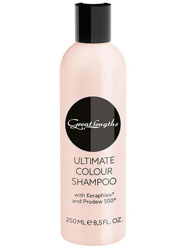 The Ultimate Colour Shampoo by Great Lengths is the ideal colour protection for bleached and coloured hair. PRODEW 500 provides shine and brilliance and protects the color of the hair against premature fading.