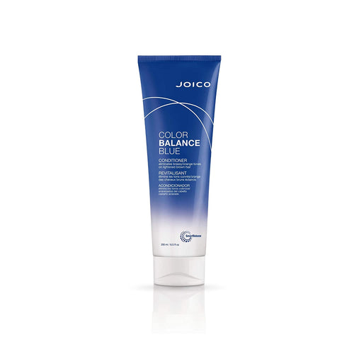 FOR BRASSY BRUNETTES COLOR BALANCE BLUE CONDITIONER  Maintain your perfectly highlighted brunette hair and kick unwanted brass to the curb with our color-correcting conditioner – it’s designed to instantly counteract warm, orange-y tones while nourishing strands with protective, strengthening ingredients. Hair becomes beautifully balanced, free of tangles, shiny, and gloriously soft to the touch.