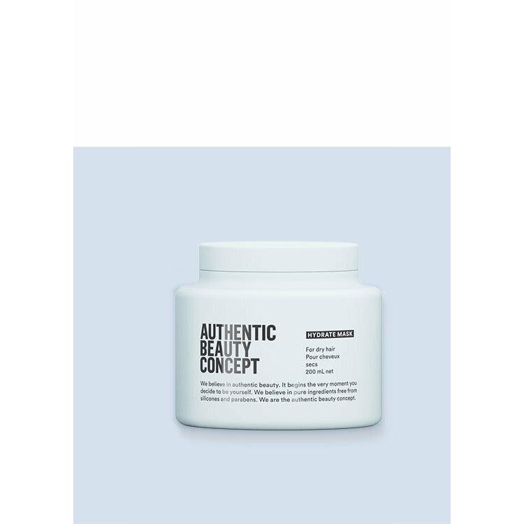AUTHENTIC BEAUTY CONCEPT HYDRATE MASK, Authentic Beauty Concept's lightweight Hydrate Mask intensely moisturizes normal to dry or curly hair. Key Benefits: Intense, yet lightweight treatment moisturizes normal to dry or curly hair & brings back elasticity, bounce & shine Behenoyl PG-Trimonium Chloride detangles the hair Features mango and basil