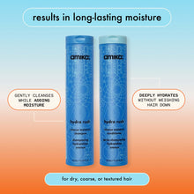 Load image into Gallery viewer, Hydro Rush Intense Moisture Shampoo is ideal for dry, dehydrated hair that tends to build up residue and has trouble absorbing moisture. Infused with hyaluronic acid, it gently cleanses and deeply moisturizes dry, low porosity hair. It is suitable for color-treated hair and hair treated with keratin, Brazilian straighteners, or other chemical treatments
