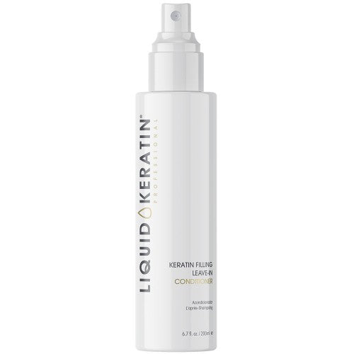 Keratin Filling Leave-In Conditioner bonds keratin proteins and vitamins to hair follicles to fully condition hair inside and out, providing long-lasting moisture, strength, shine, and manageability.  The lightweight formula protects hair from sun damage while keeping even frizzy hair smooth and soft.  Helps prolong and improve the results of all Liquid Keratin treatments