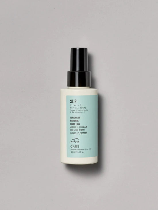 AG Slip Vitamin C Dry Oil Spray . Slip helps hair feel soft to the touch. This vegan, lightweight dry oil spray disperses a fine mist on hair to instantly add smoothness and shine.