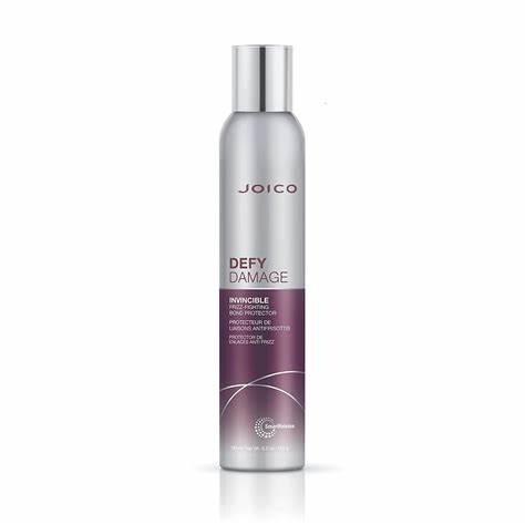 DEFY DAMAGE INVINCIBLE FRIZZ-FIGHTING BOND PROTECTOR  Treat hair with an invisible cloak of protection against humidity and damaging pollution for a full 24 hours with this lightweight, powerful daily spray. Invincible keeps frizzy strands at bay, delivering fine-mist protection, a soft, silky glow, and light hold – perfect before you walk out the door. Stocked with ingredients that guard against thermal damage, this bond-protecting phenomenon will quickly become your one-and-done styling friend.