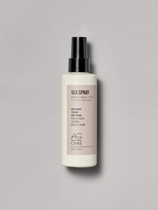 AG Sea Spray Beachy Wave Finish We’ve bottled up the beach to help you create gritty, wavy texture and volume using this unique formula enhanced with AG’s Sea Complex, an infusion of three naturally texturizing seaweed extracts plus nourishing seaberry oil