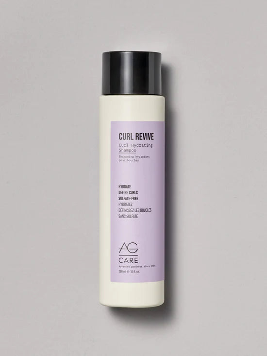 AG Curl Revive Hydrating Shampoo Gently cleanse while moisturizing and activating curls with coconut oil, pea peptides and our exclusive Curl Creating Complex containing rice amino acids and tomato extract