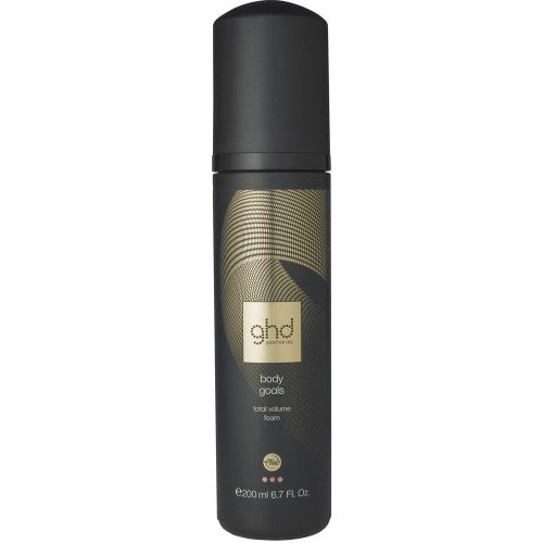 Unlock professional level volume with ghd Body Goals - total volume foam, a lightweight mousse designed to maximize the results of heat styling tools. Developed by ghd stylists and engineering heat experts, ghd Body Goals features the unique ghd heat protection system to maintain the integrity of your hair and deliver superior volume. Forming an invisible shield that prevents hair cuticles lifting by improving the smoothness of the hair surface, ghd Body Goals delivers a professional end result