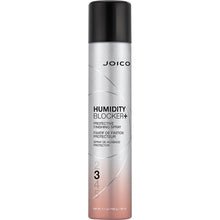 Load image into Gallery viewer, Joico&#39;s Humidity Blocker+ Protective Finishing Spray is a serious humidity-buster that deposits an invisible shield over your fresh blowout.  Benefits 24-Hour Humidity Protection Instant frizz-reduction Eliminates static Thermal protection up to 450 F (232 C) Protects against pollution* Paraben-free Free of SLS/SLES Sulfates** *Laboratory tested using pollution particles ** SLS/SLES Sulfates = sodium lauryl sulfate/sodium laureth sulfate
