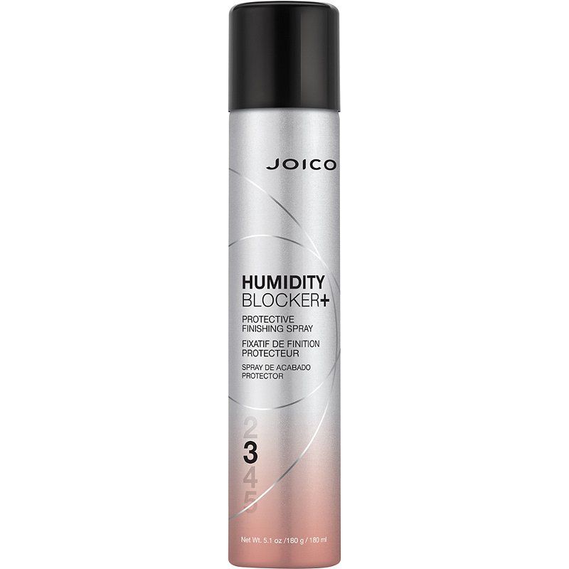 Joico's Humidity Blocker+ Protective Finishing Spray is a serious humidity-buster that deposits an invisible shield over your fresh blowout.  Benefits 24-Hour Humidity Protection Instant frizz-reduction Eliminates static Thermal protection up to 450 F (232 C) Protects against pollution* Paraben-free Free of SLS/SLES Sulfates** *Laboratory tested using pollution particles ** SLS/SLES Sulfates = sodium lauryl sulfate/sodium laureth sulfate