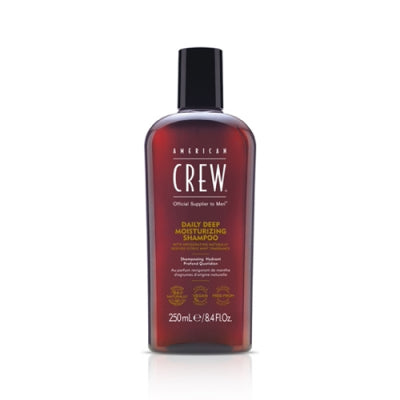 Daily Deep Moisturizing Shampoo is a hair and scalp wash rich in conditioning emollients that leaves hair feeling soft all day without causing build-up or greasy hair. The ultra-hydrating formula cleanses while the naturally certified American Crew Citrus Mint signature