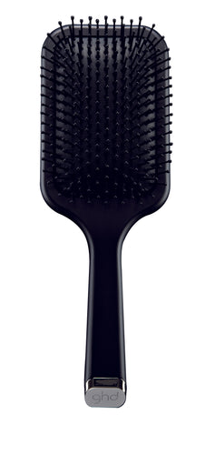 GHD Paddle Brush A brush featuring a broad flat base, most commonly used for detangling and every day grooming.  What it does: This must-have ghd paddle brush is most commonly used for detangling longer lengths without generating static, creating straight and sleek blowouts and smoothing hair into ponytails and updos.