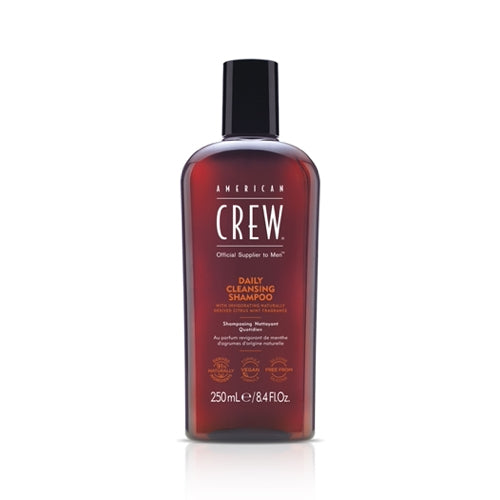  our silicone-free Daily Cleansing Shampoo is ideal for an everyday haircare routine. The nondrying vegan formula washes away excess oil, leaving hair more manageable, looking healthy, and feeling soft. Infused with our energizing, naturally certified American Crew Citrus Mint signature fragrance